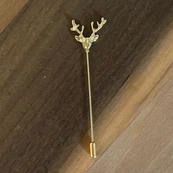 Gold Deer Antler Lapel Pin - Cabincore Western - Picture 2 of 8